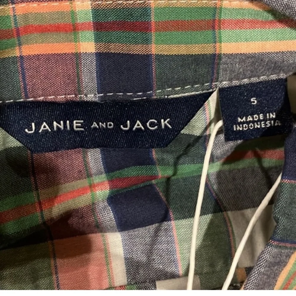 NWT- Janie and Jack Colorful Plaid Button Down Shirt